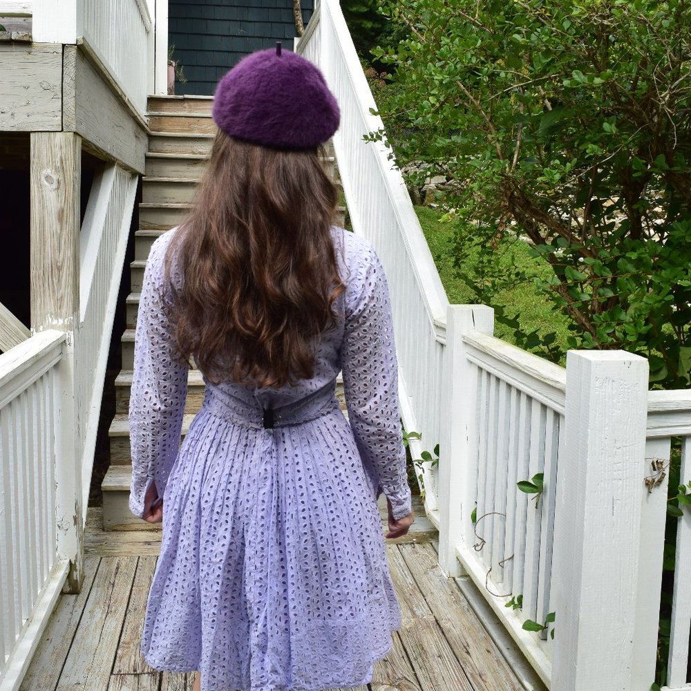 Betmar Angora Beret in Aubergine